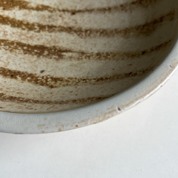 Handmade Striped Pottery Bowl Catchall Decor Vintage - Picture 4 of 16